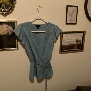 J. Crew chambray faux wrap top